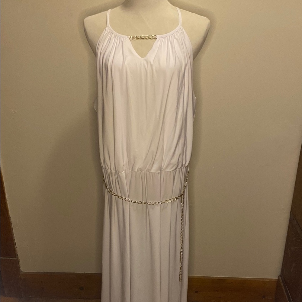 Ashley Stewart White Halter Maxi Gown